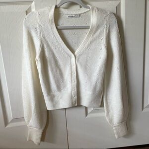 Abercrombie Pointelle Cardigan in Cream